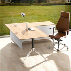 Potenza Desk Right Hand Return 1950W x 1850D x 750mmH Virginia Walnut And White