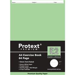 Protext Premium Exercise Book E2 A4 8mm Ruled Green Insert 64 Pages