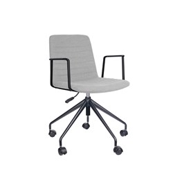 Rapidline Pixel Breakout Room Chair With Arms Black Legs Light Grey Fabric Seat