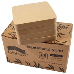 Rainbow Repositional Notes 75mm x 75mm Natural Pack Of 12