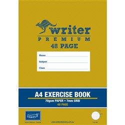 Writer Premium Grid Exercise Book A4 7mm Grid 48 Page Caterpillar