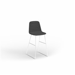 OLG Sofia Barstool White Sled Base Pewter Fabric Seat