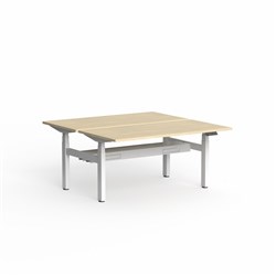 OLG Klass Electric Height Adjust Double Sided Desk 1800W x 1500D x 620-1270mmH Oak/Wht