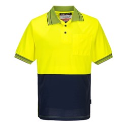 Portwest Hi-Vis Micro Mesh Polo Shirt Short Sleeve 3XL Yellow And Navy