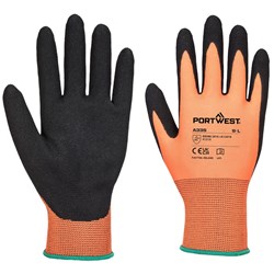 Portwest NPR15 Dermi-Grip Nitrile Sandy Gloves Extra Small Orange And Black