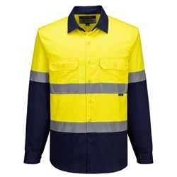 Portwest Industrial Hi-Vis Lightweight Contrast Shirt Long Sleeve XL Yellow/Navy