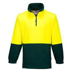 Portwest Hi-Vis Contrast 1/4 Zip Class D Polar Fleece Jumper Large Yellow And Green