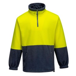 Portwest Hi-Vis Contrast 1/4 Zip Class D Polar Fleece Jumper Small Yellow And Navy