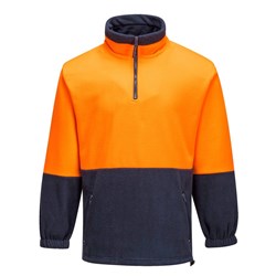 Portwest Hi-Vis Contrast 1/4 Zip Class D Polar Fleece Jumper 2XL Orange And Navy