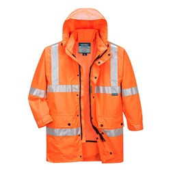 Portwest Argyle Hi-Vis Rain Traffic Jacket Medium Orange
