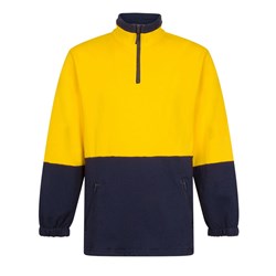 Portwest Hi-Vis Contrast 1/4 Zip Class D Brush Fleece Jumper Small Yellow And Navy