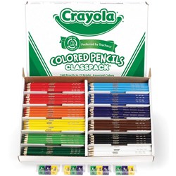 Crayola Coloured Pencils Classroom Set With Sharpeners Full Size Assorted Pack of 240