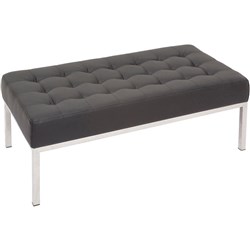 Rapidline Venus Ottoman Stainless Steel Frame Button Finish Black PU Upholstery