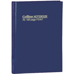 Collins No.5500 Notebook Hard Cover A5 Feint Ruled 168 Page Blue