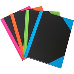 Cumberland Notebook A5 Ruled 192 Page Black With Bright Trim Assorted