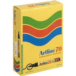 Artline 70 Permanent Markers Bullet 1.5mm Assorted Colours Pack Of 12