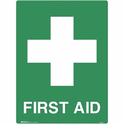 Brady Emergency Sign First Aid 450W x 600mmH Metal White/Green