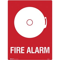 Brady Fire Sign Fire Alarm 450W x 600mmH Metal White/Red