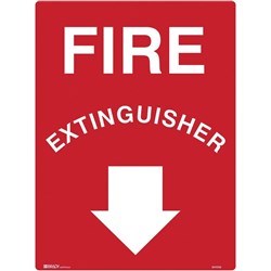 Brady Fire Sign Fire Extinguisher With Arrow 450W x 600mmH Polypropylene White/Red